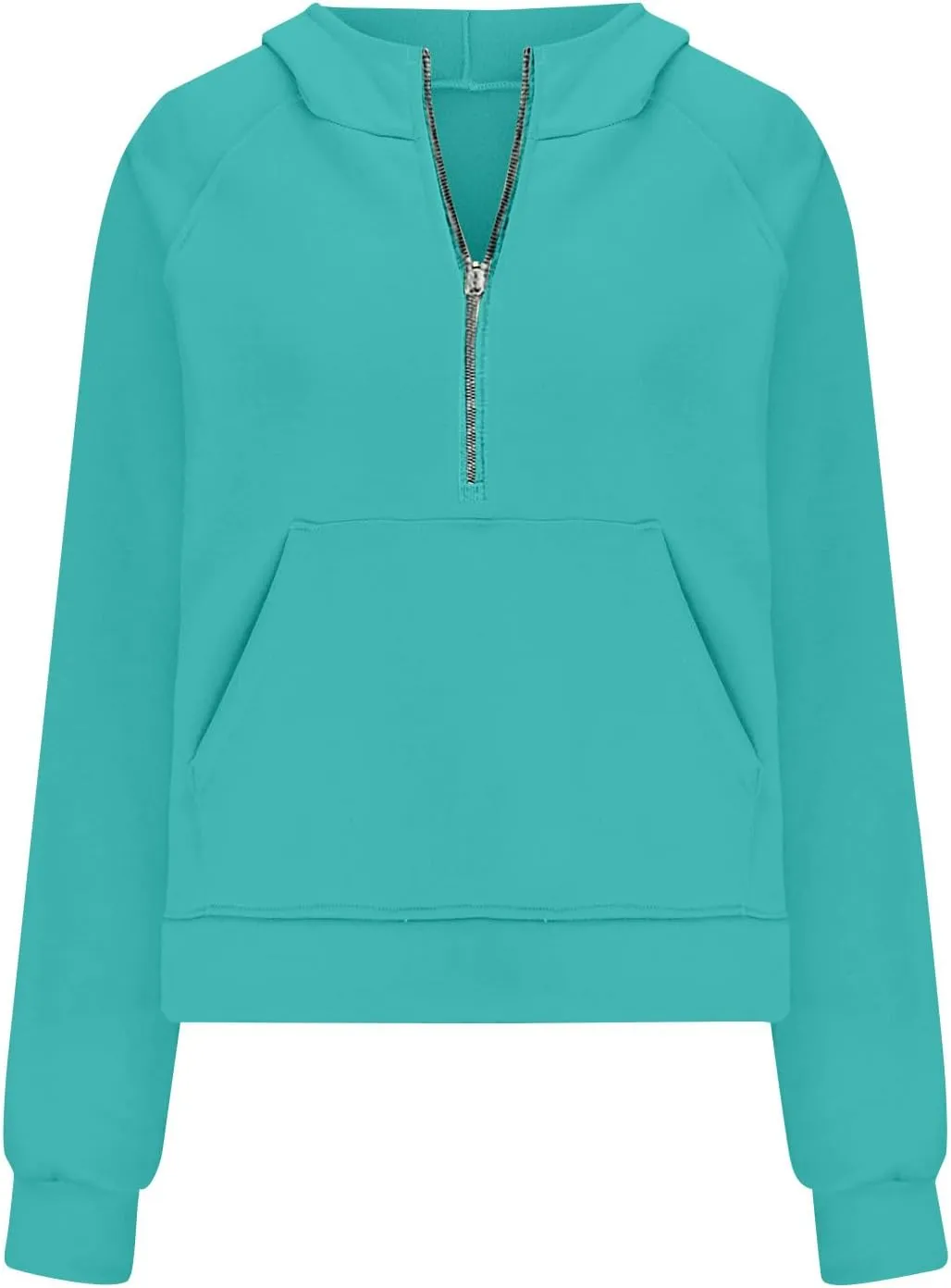 Women's Half Zip Cropped Sweatshirts Fleece Casual Loose Hoodie Quarter Zip Trendy Y2k Pullover Sweater With Pocket