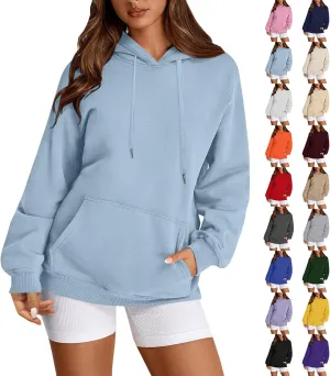 Womens Hoodie Pullover Trendy Oversized Hooded Seweatshirts with Pockets Comfy Soft Hoodies Y2k Clothes Outfits
