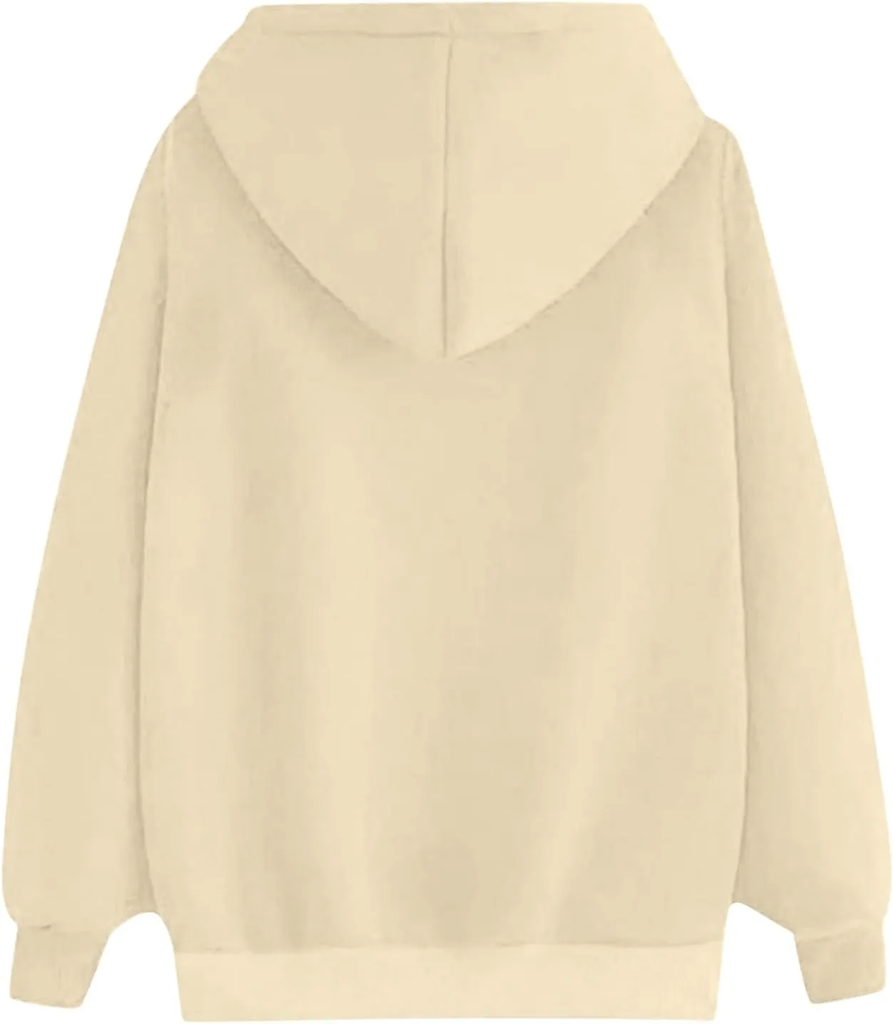 Women's Hoodies Fall Classic Print Long Sleeve Solid Tops Oversized Casual Drawstring Outfit Sweatshirt with Pocket