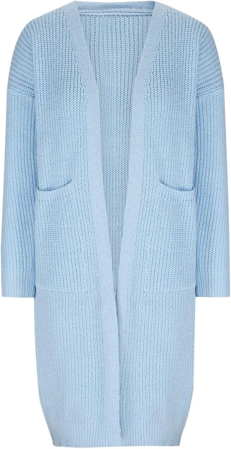 Women's Knit Open Front Cardigan Long Sleeve Chunky Sweaters Outwear Casual Loose Soft Fashion Coat Jacket with Pockets