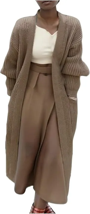 Women's Knit Open Front Cardigan Long Sleeve Chunky Sweaters Outwear Casual Loose Soft Fashion Coat Jacket with Pockets
