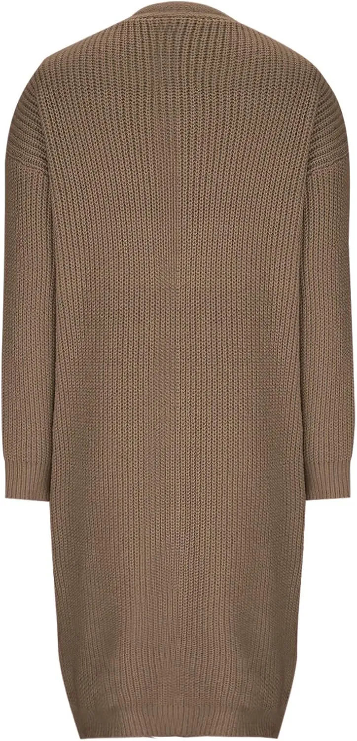 Women's Knit Open Front Cardigan Long Sleeve Chunky Sweaters Outwear Casual Loose Soft Fashion Coat Jacket with Pockets