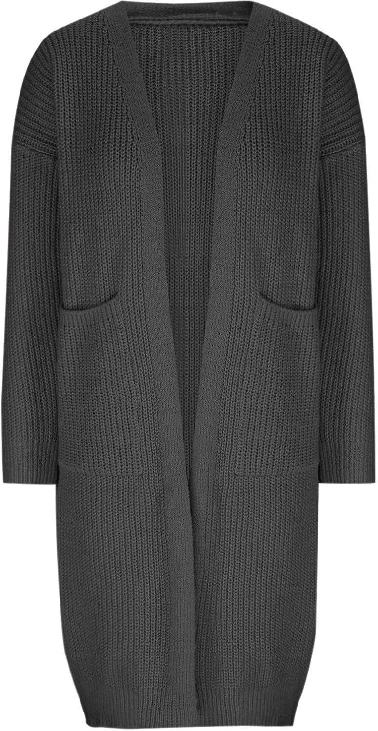 Women's Knit Open Front Cardigan Long Sleeve Chunky Sweaters Outwear Casual Loose Soft Fashion Coat Jacket with Pockets