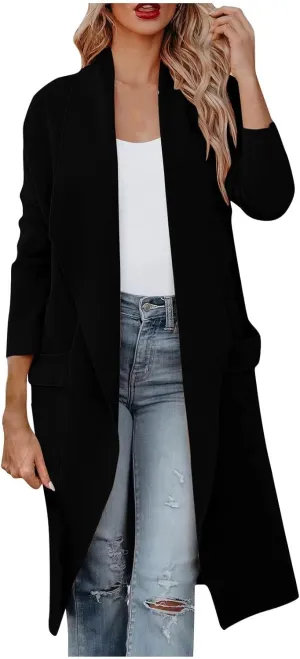 Womens Long Cardigan Sweaters Open Front Knit Lightweight Cardigan Fall Winter Long Coatigan Coats Outwear