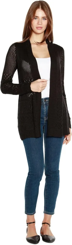 Womens Long Crochet Cardigan Ladies Long Cardigans Lightweight in Pointelle Knit
