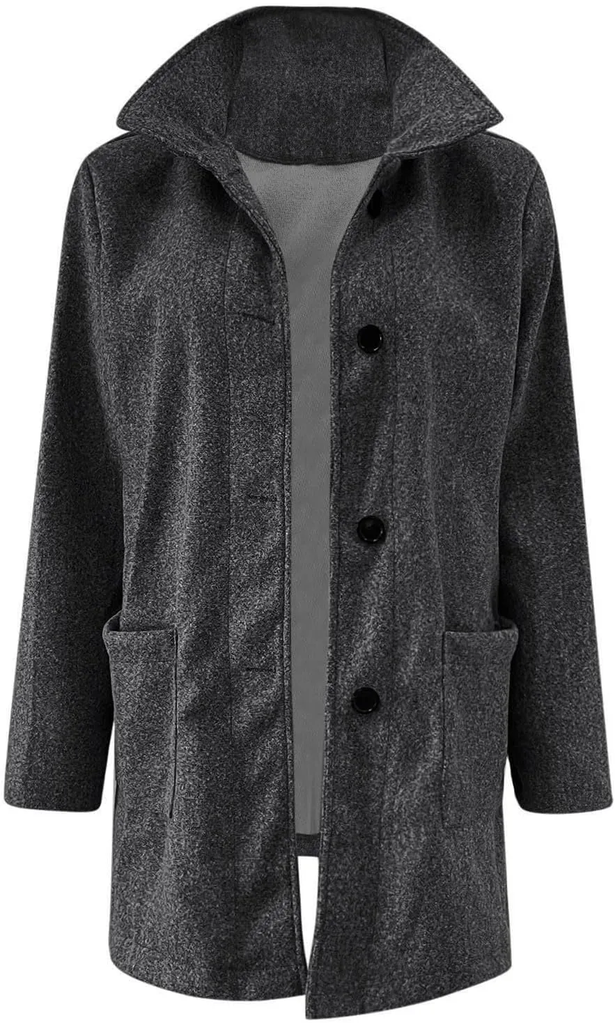 Women's Long Pea Coats Casual Stand Collar Wool Blend Coats Winter Soild Color Thicken Trench Coat Overcoat