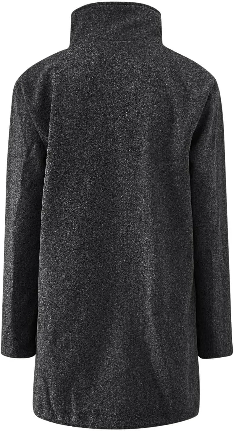 Women's Long Pea Coats Casual Stand Collar Wool Blend Coats Winter Soild Color Thicken Trench Coat Overcoat