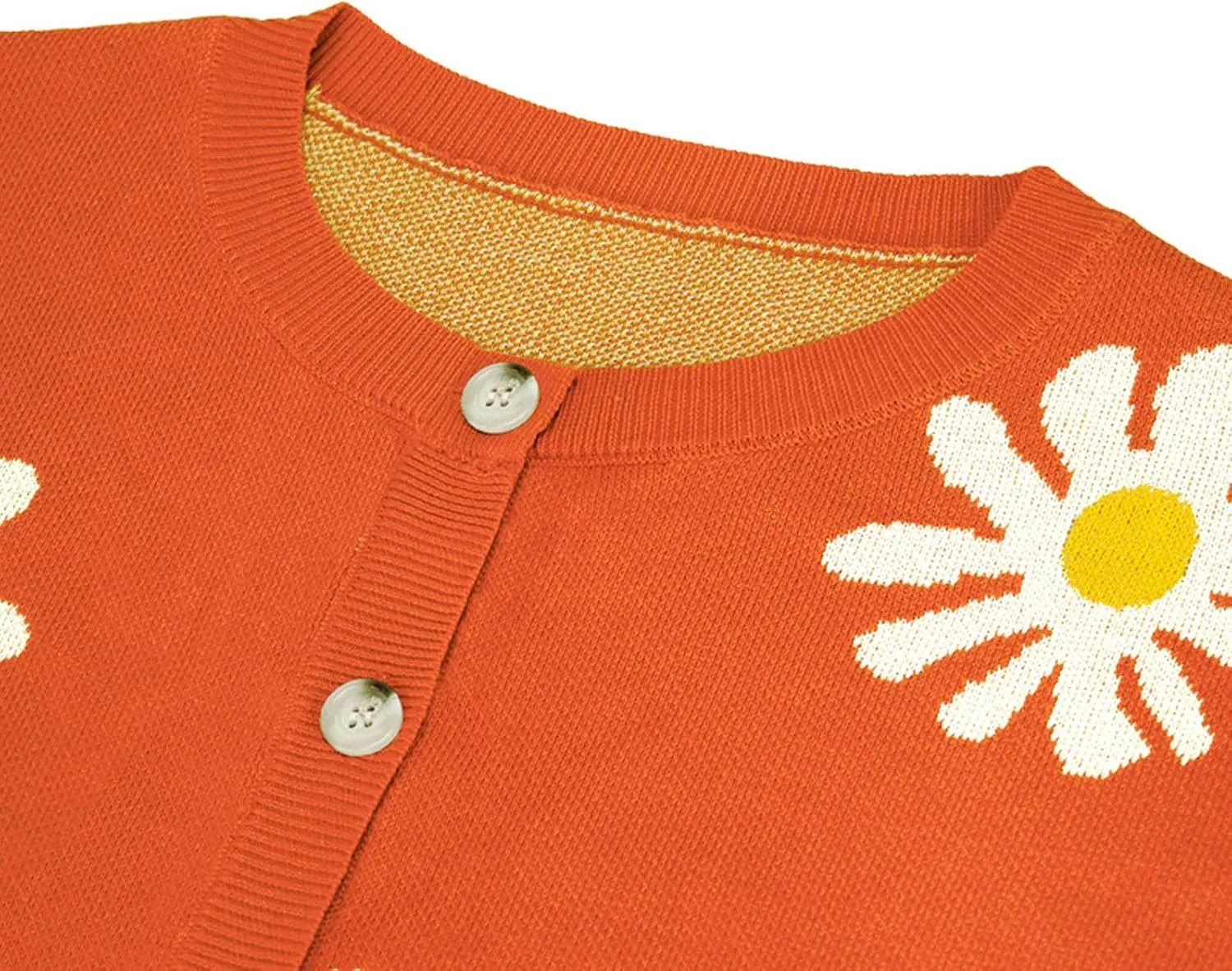 Womens Long Sleeve Button Cropped Cardigans Cute Flower Graphic Cardigan Fashion Casual Sweater Coat