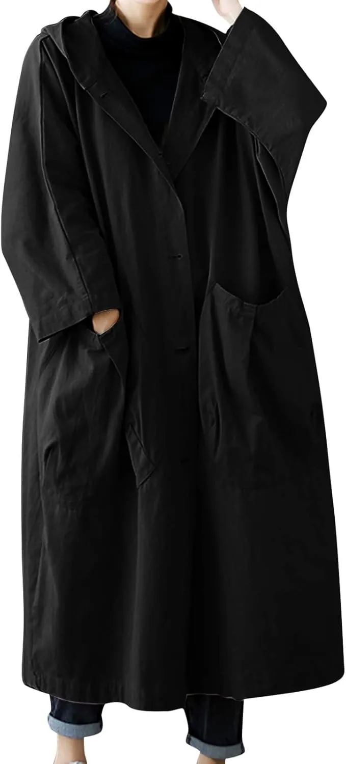 Womens Long Trench Coat Winter Coat Lapel Womens Long Outwear Women'S Coat Fall Overcoat with Belt Cropped Trench