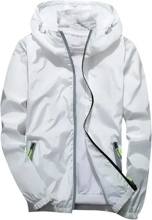 Womens Mens Lightweight Jackets Reflective Zip Outdoor Sport Coats Casual Pure Color Utility Work Hoodies Plus Size