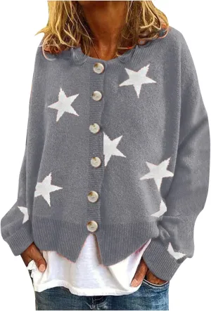 Women's O-Neck Long Sleeve Ribbed Knit Sweater Casual Sweater Warm Top Long Sweater Cardigan Vest