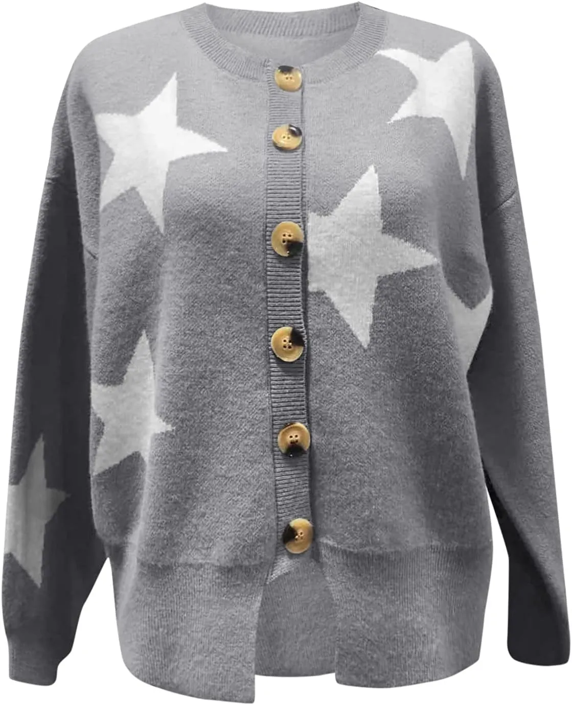 Women's O-Neck Long Sleeve Ribbed Knit Sweater Casual Sweater Warm Top Long Sweater Cardigan Vest