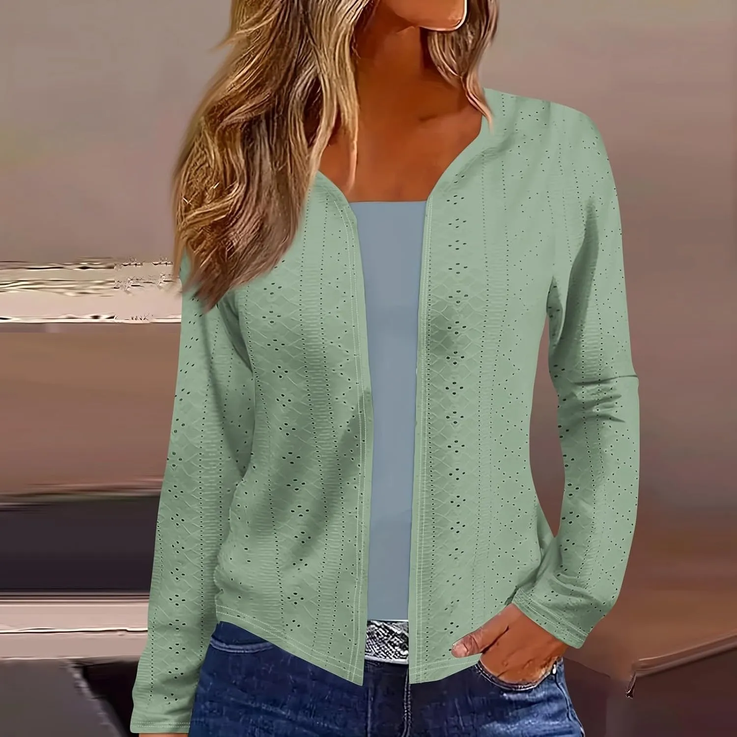 Womens Open Front Lightweight Cardigan Retro Print Long Sleeve Blouse Tops Coat Casual Duster Cardigan Jackets