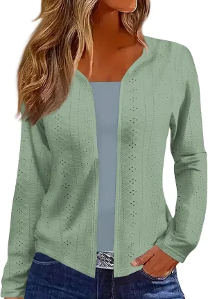 Womens Open Front Lightweight Cardigan Retro Print Long Sleeve Blouse Tops Coat Casual Duster Cardigan Jackets