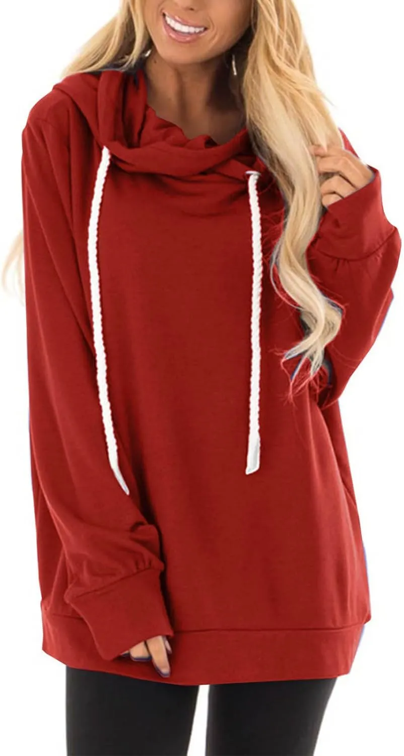 Womens Oversize Fleece Hoodies Casual Long Sleeve Sweatshirt Drawstring Tops Fashion Winter Fall y2k Outfits 2024