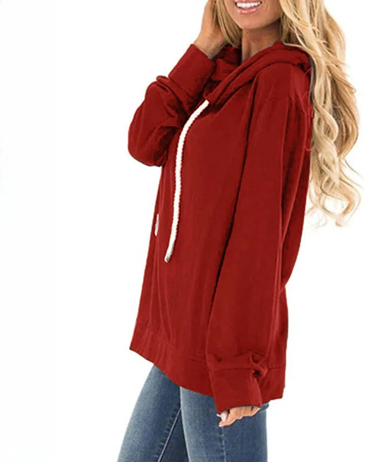 Womens Oversize Fleece Hoodies Casual Long Sleeve Sweatshirt Drawstring Tops Fashion Winter Fall y2k Outfits 2024