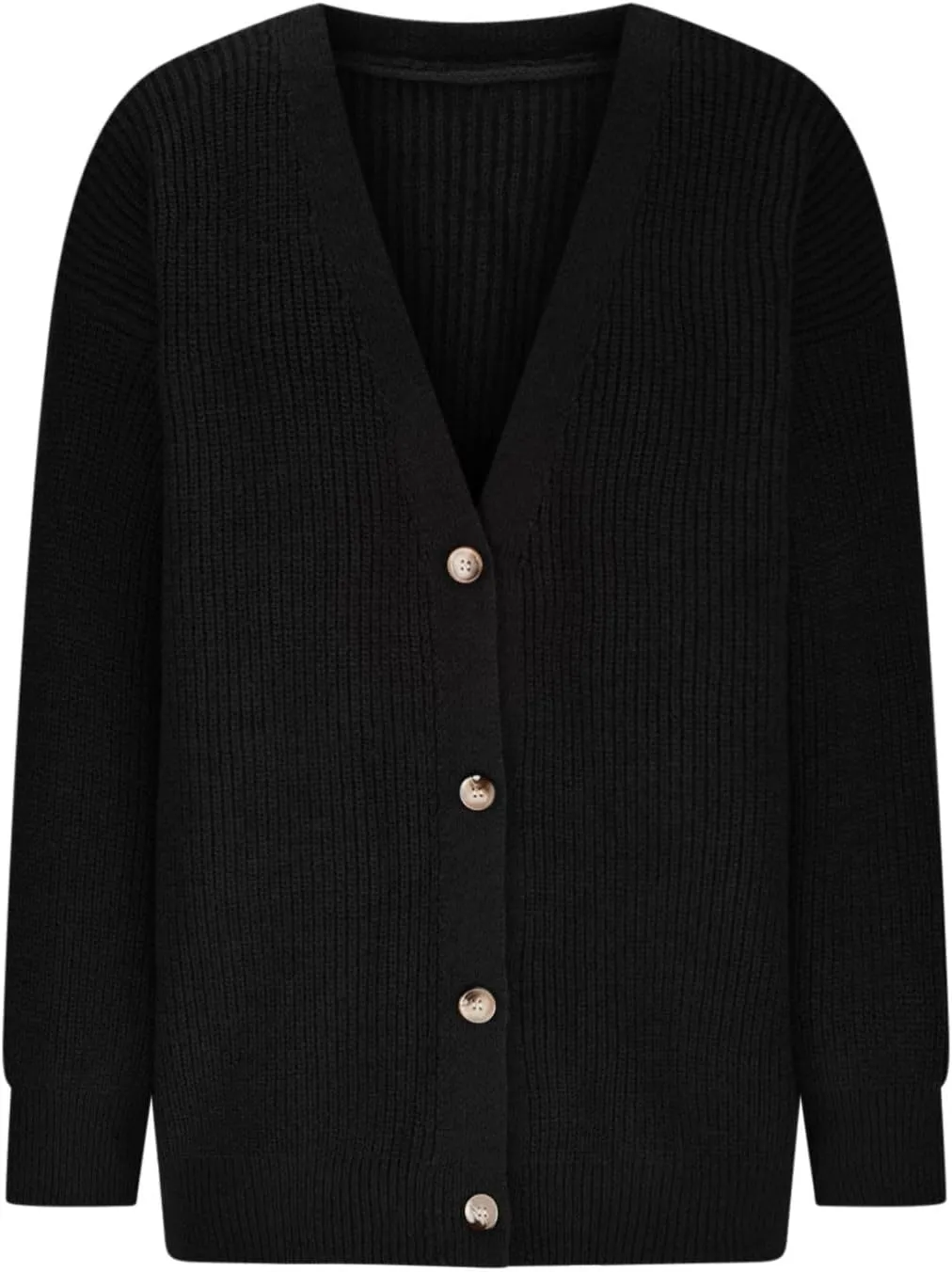 Women's Oversized Cardigan 2023 Button Down Open Front V Neck Solid Cardigans Chunky Knit Loose Casual Dropped Sweaters