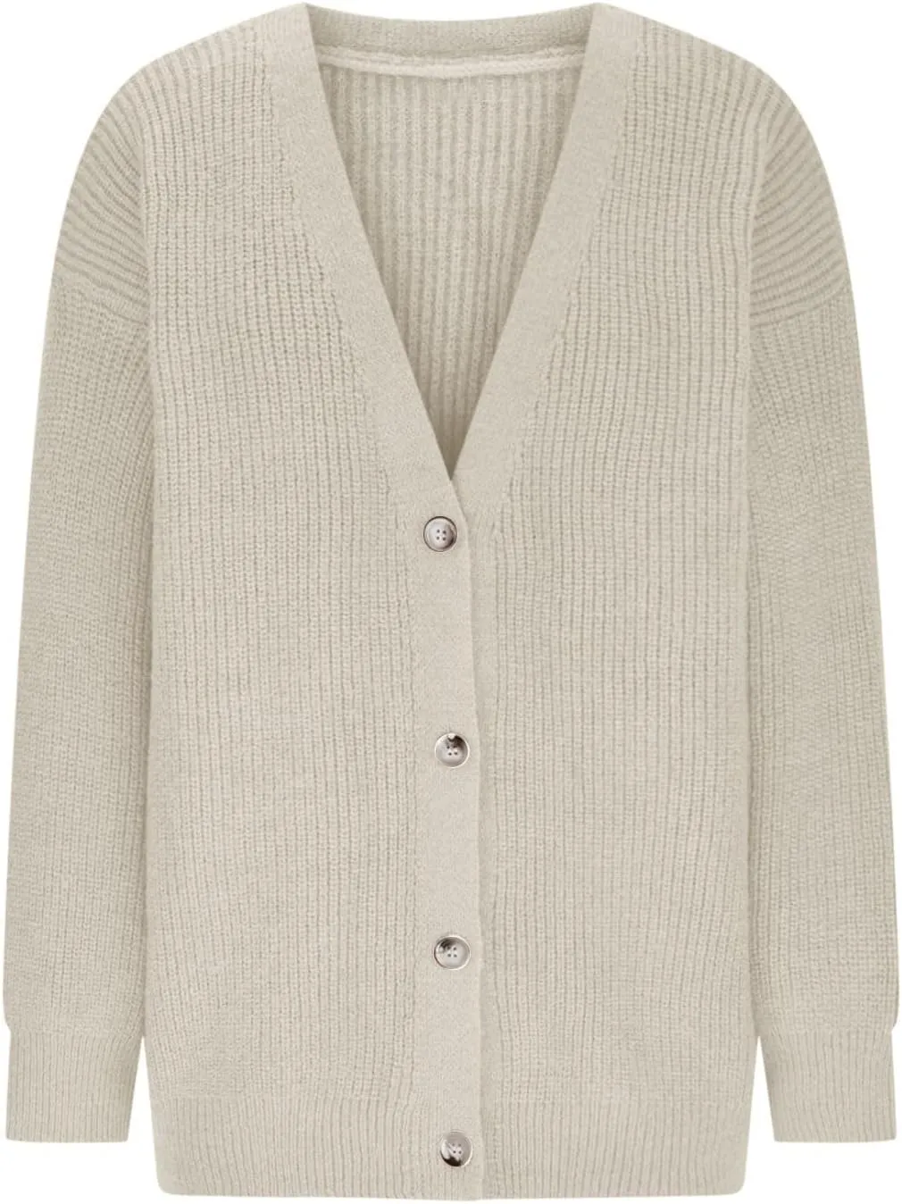 Women's Oversized Cardigan 2023 Button Down Open Front V Neck Solid Cardigans Chunky Knit Loose Casual Dropped Sweaters