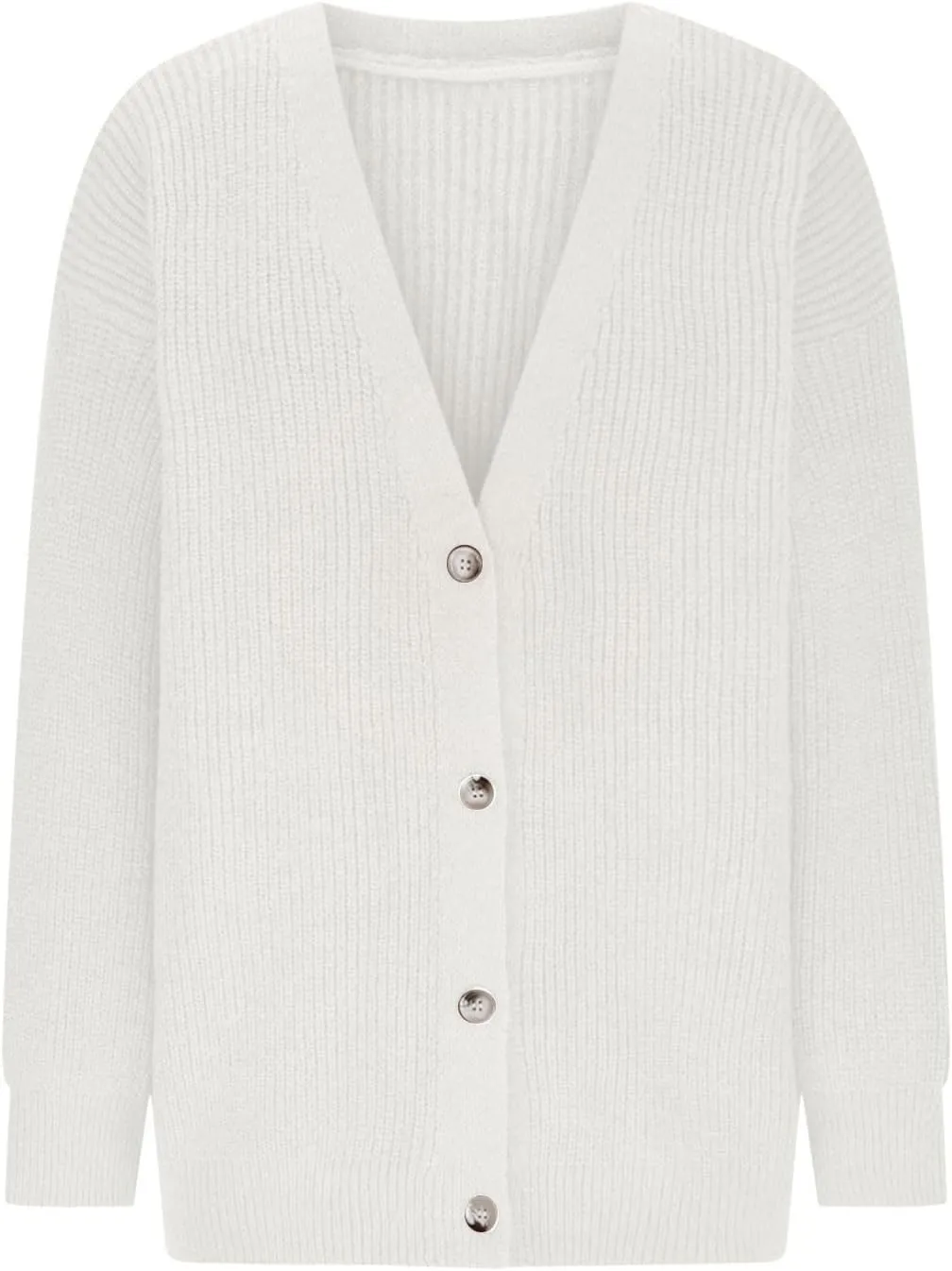 Women's Oversized Cardigan 2023 Button Down Open Front V Neck Solid Cardigans Chunky Knit Loose Casual Dropped Sweaters