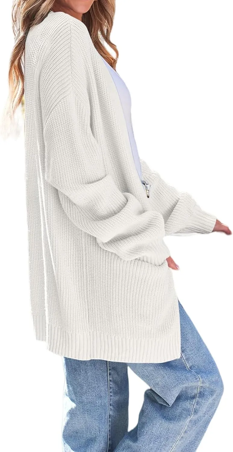 Womens Oversized Cardigans Casual Loose V Neck Cardigan Sweater Ribbed Knit Open Front Sweaters Warm Outfits