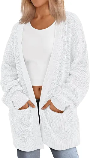 Womens Oversized Cardigans Casual Loose V Neck Cardigan Sweater Ribbed Knit Open Front Sweaters Warm Outfits