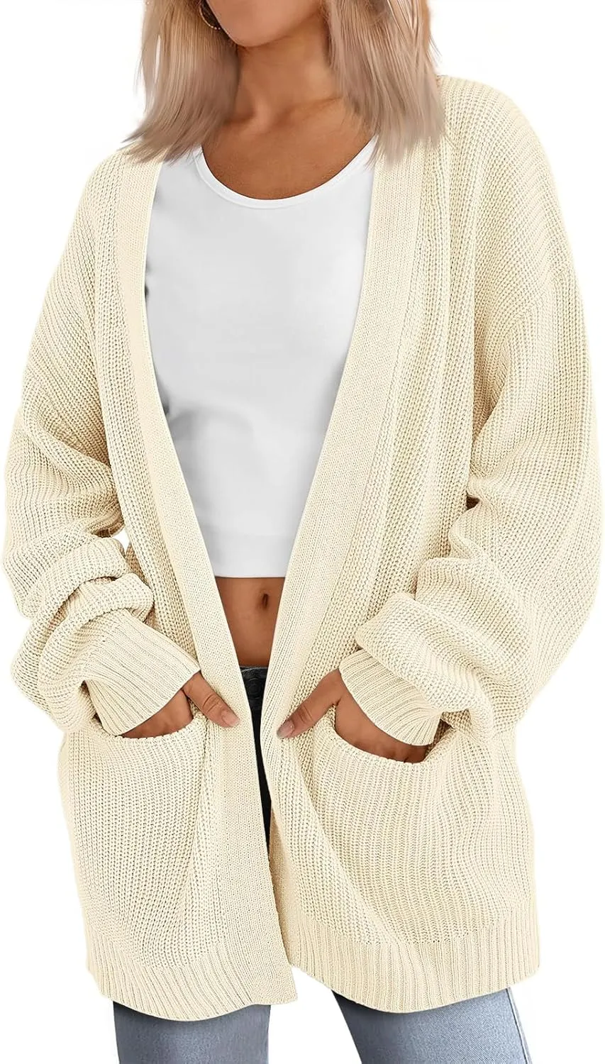 Womens Oversized Cardigans Long Sleeve Open Front Knit Sweaters Fall Trendy Jacket Clothes