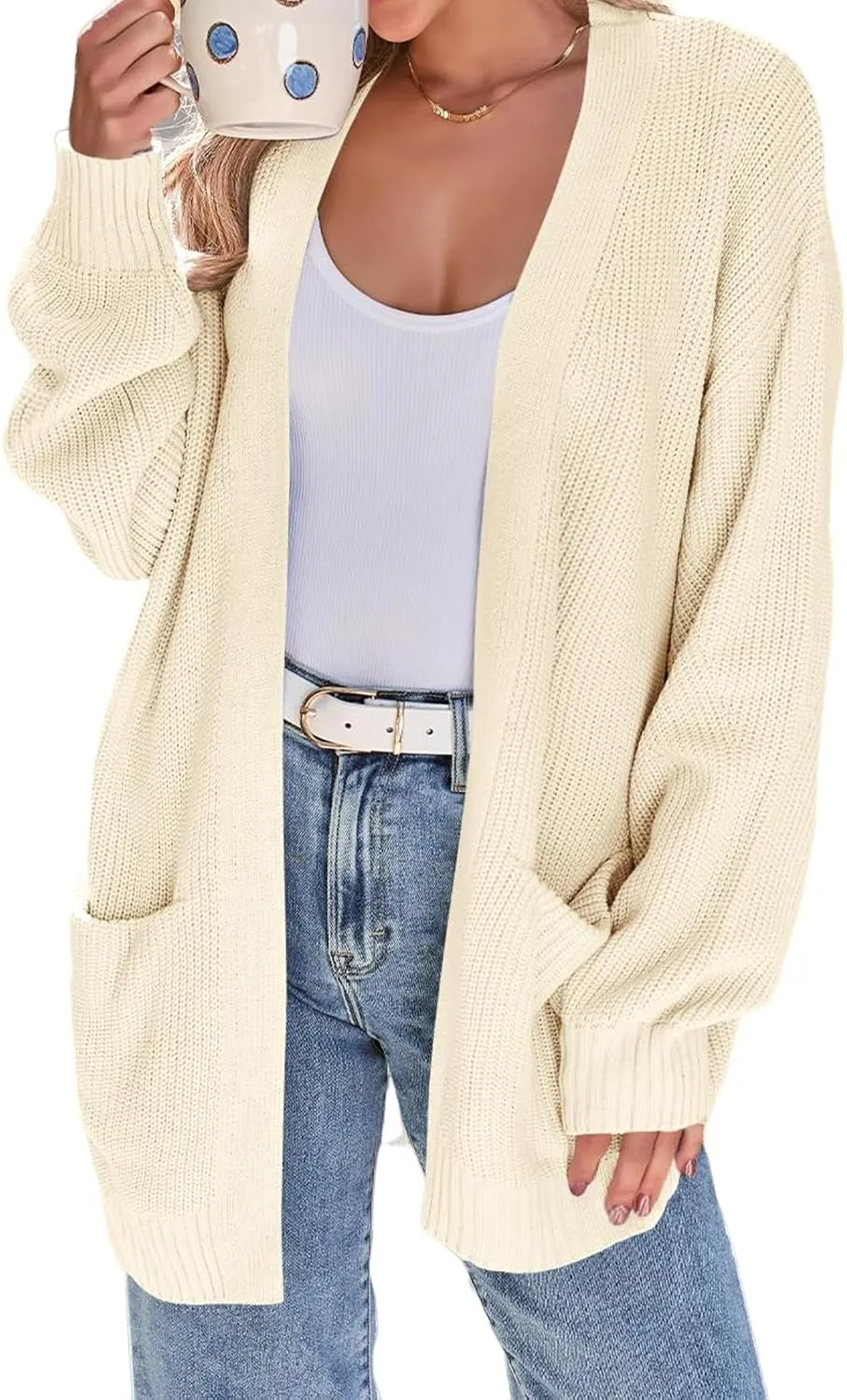 Womens Oversized Cardigans Long Sleeve Open Front Knit Sweaters Fall Trendy Jacket Clothes