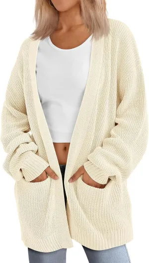 Womens Oversized Cardigans Long Sleeve Open Front Knit Sweaters Fall Trendy Jacket Clothes