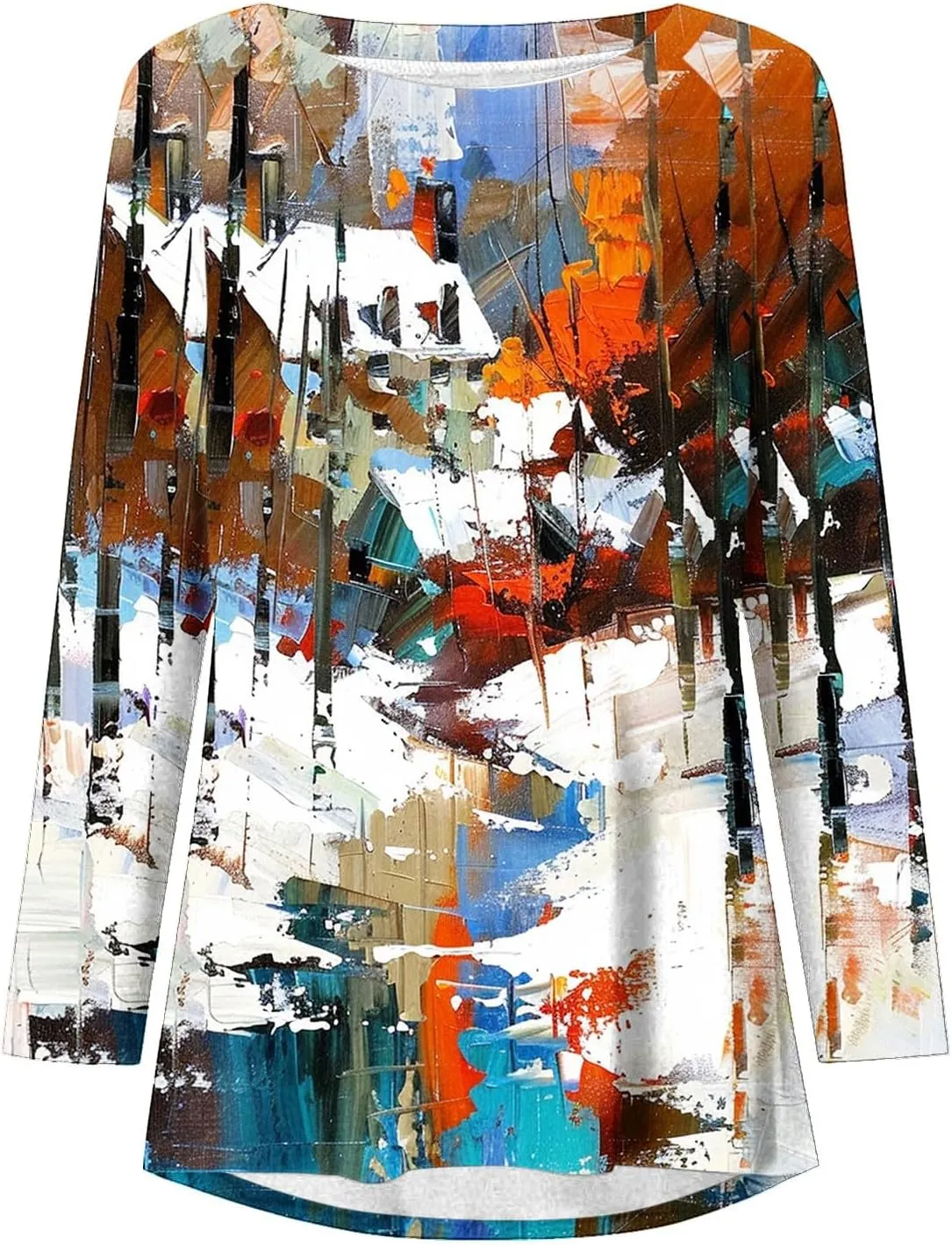 Women's Oversized Graphic Tops Long Sleeve Crewneck Blouses Fashion Tie Dye Print T-shirts Casual Relaxed Fit Tees