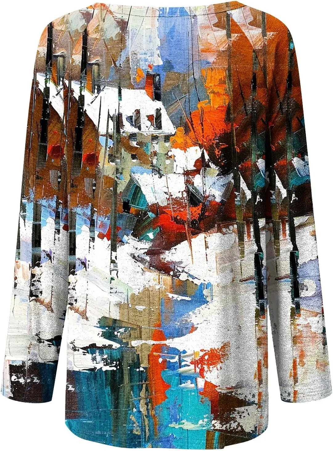 Women's Oversized Graphic Tops Long Sleeve Crewneck Blouses Fashion Tie Dye Print T-shirts Casual Relaxed Fit Tees