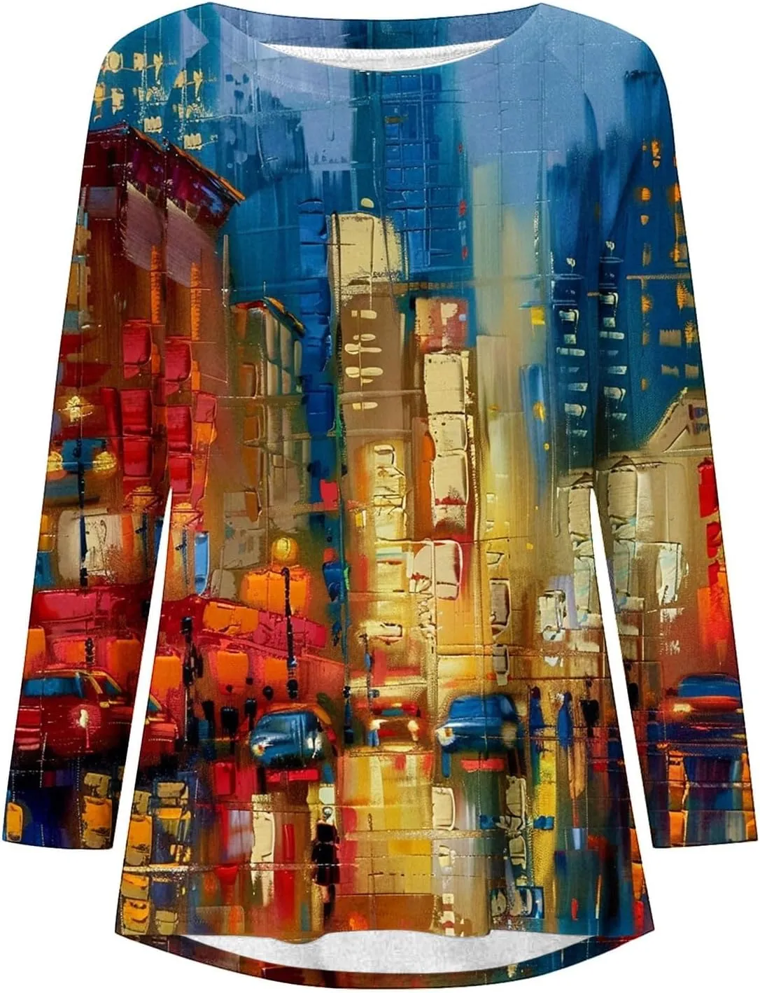 Women's Oversized Graphic Tops Long Sleeve Crewneck Blouses Fashion Tie Dye Print T-shirts Casual Relaxed Fit Tees