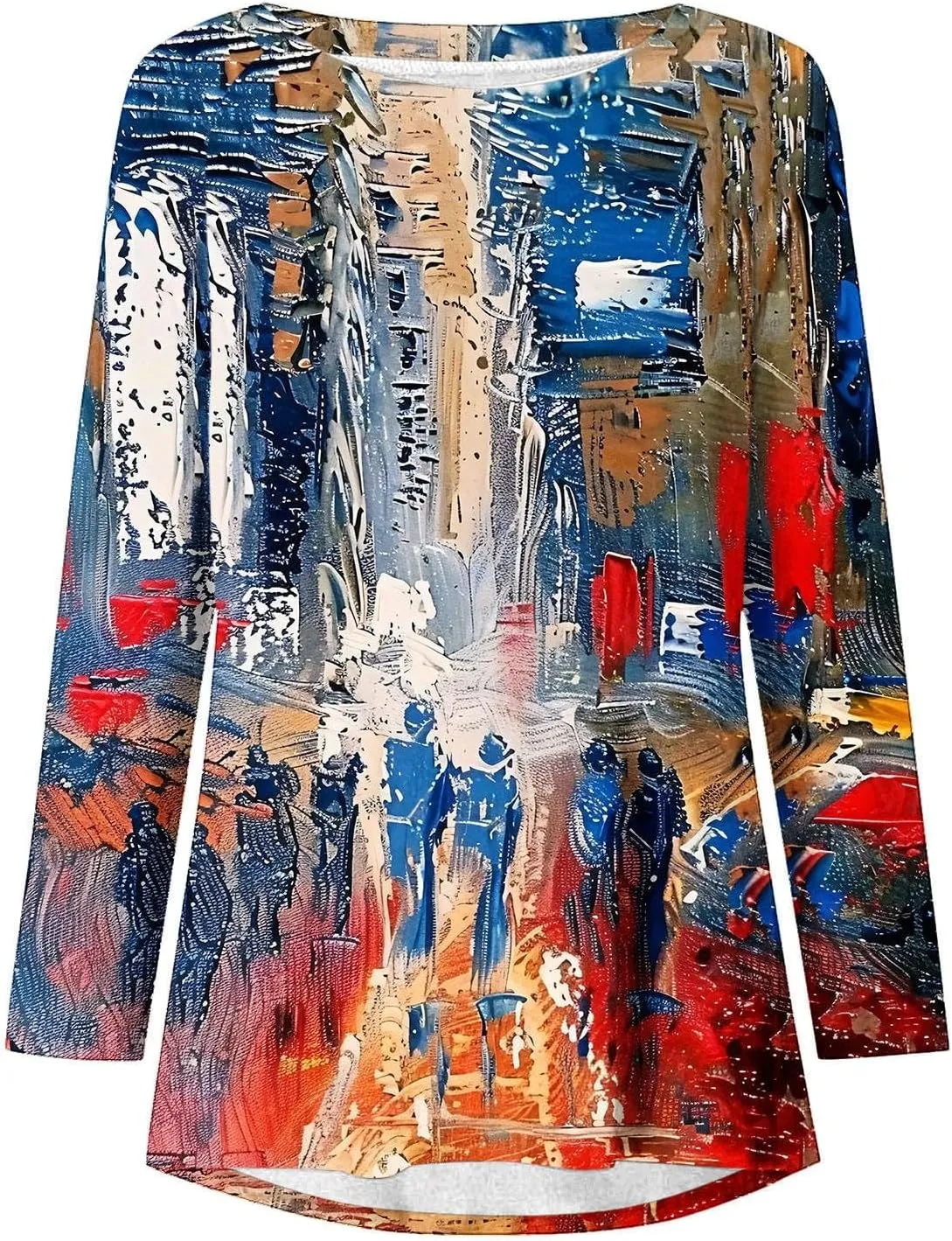 Women's Oversized Graphic Tops Long Sleeve Crewneck Blouses Fashion Tie Dye Print T-shirts Casual Relaxed Fit Tees