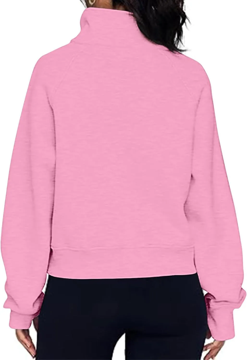 Womens Oversized Sweatshirt Half Zip Pullover Sweaters Long Sleeve Solid Color Hoodies Fall Fleece Y2K Clothes