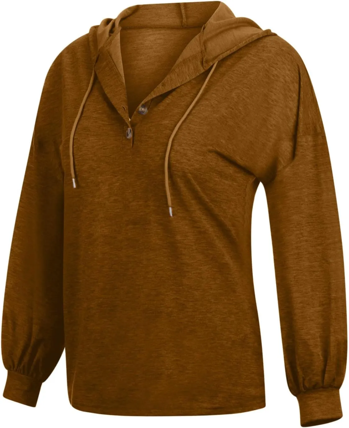 Womens Oversized Sweatshirt Hoodies Casual Button V Neck Hooded Pullover Long Sleeve Tops Comfortable Classic Shirt