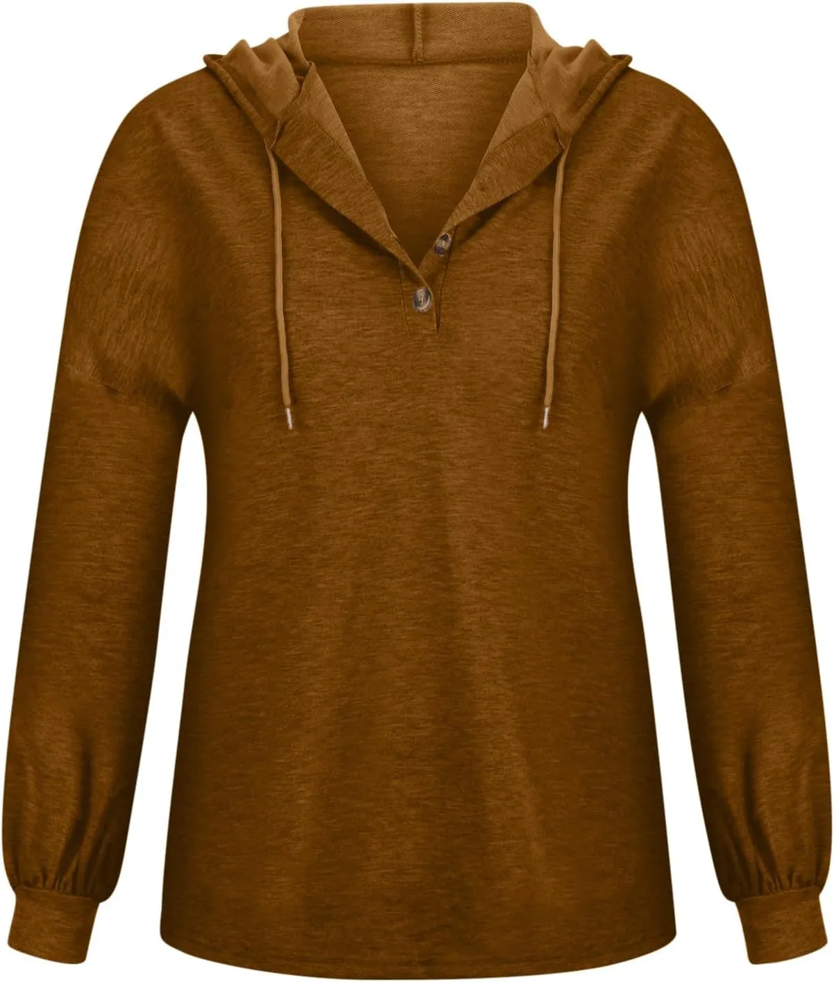 Womens Oversized Sweatshirt Hoodies Casual Button V Neck Hooded Pullover Long Sleeve Tops Comfortable Classic Shirt