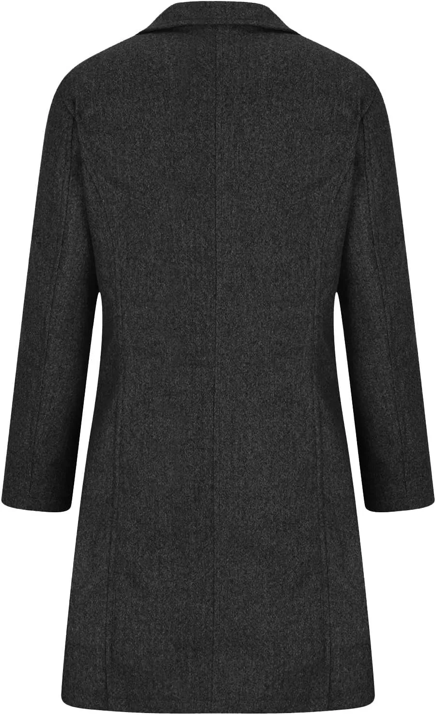 Womens Pea Coat Casual Thicken Wool Blend Stand Collar Trench Coats Single Breasted Mid-Long Peacoat Jackets