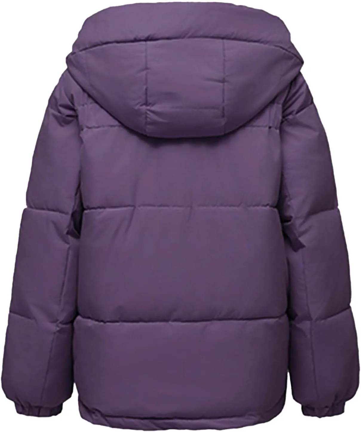Women's Quilted Jackets Zip Up Down Open Winter Hooded Puffer Jackets Stand Collar Solid Color Quilted Outerwear