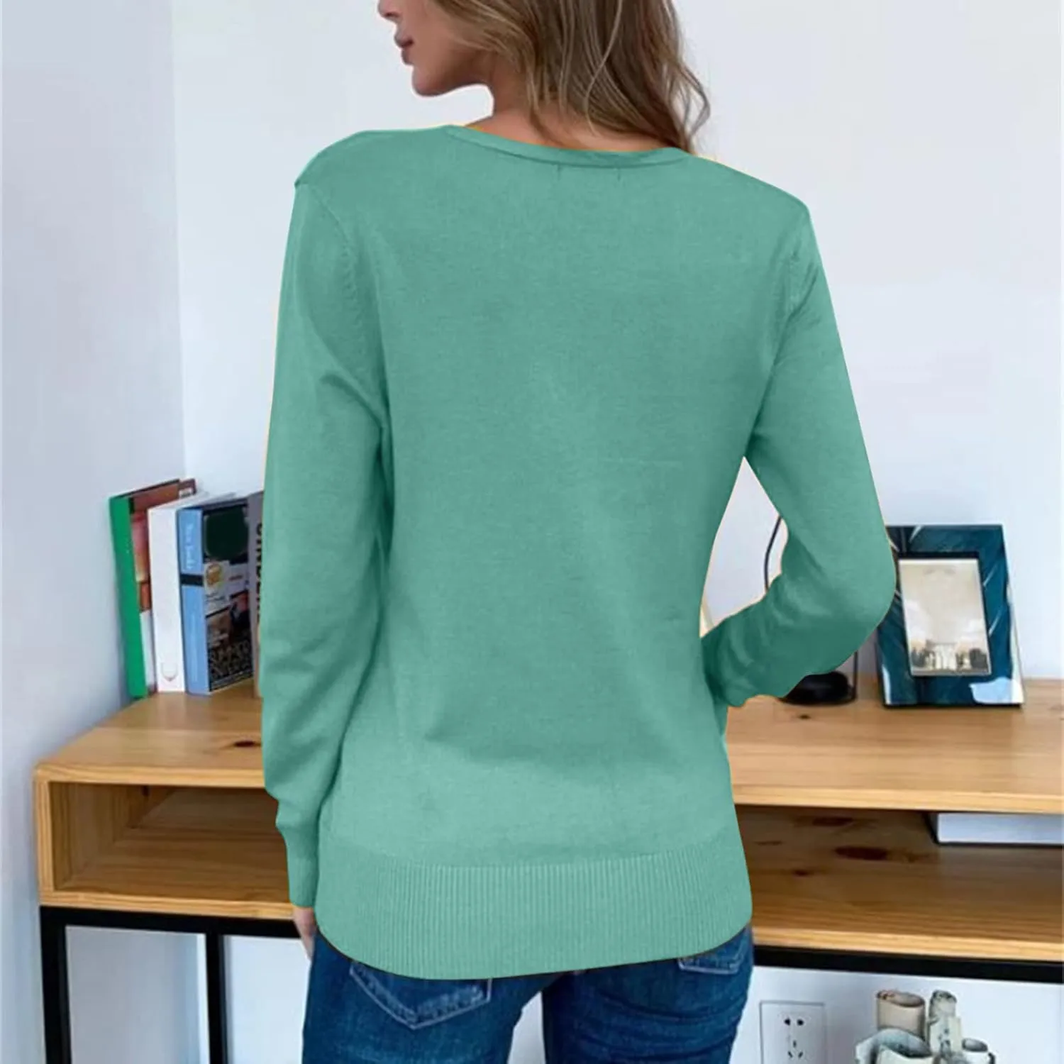 Womens Simple Solid Cardigans Long Sleeve Open Front Sweaters Casual Loose Slim Jacket Daily Going Out Fall Clothes