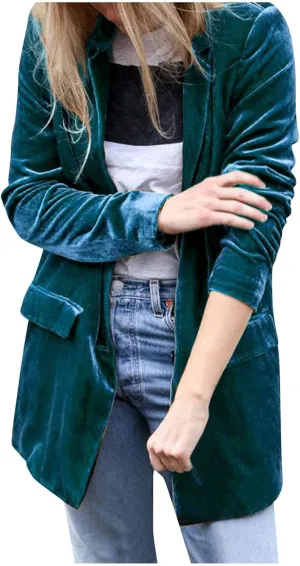 Women's Spring Coat Velvet Loose Elastic Coat Long Outwear Coats Long Casual Coat Business Work Cardigan for Women