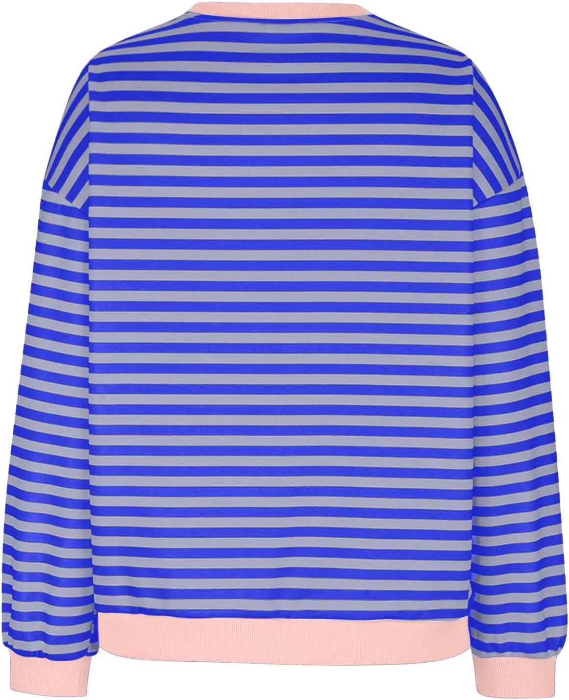 Women's Striped Oversized Sweatshirt 2024 Trendy Crew Neck Long Sleeve Casual Tshirts Loose Pullover Top Y2K Clothes