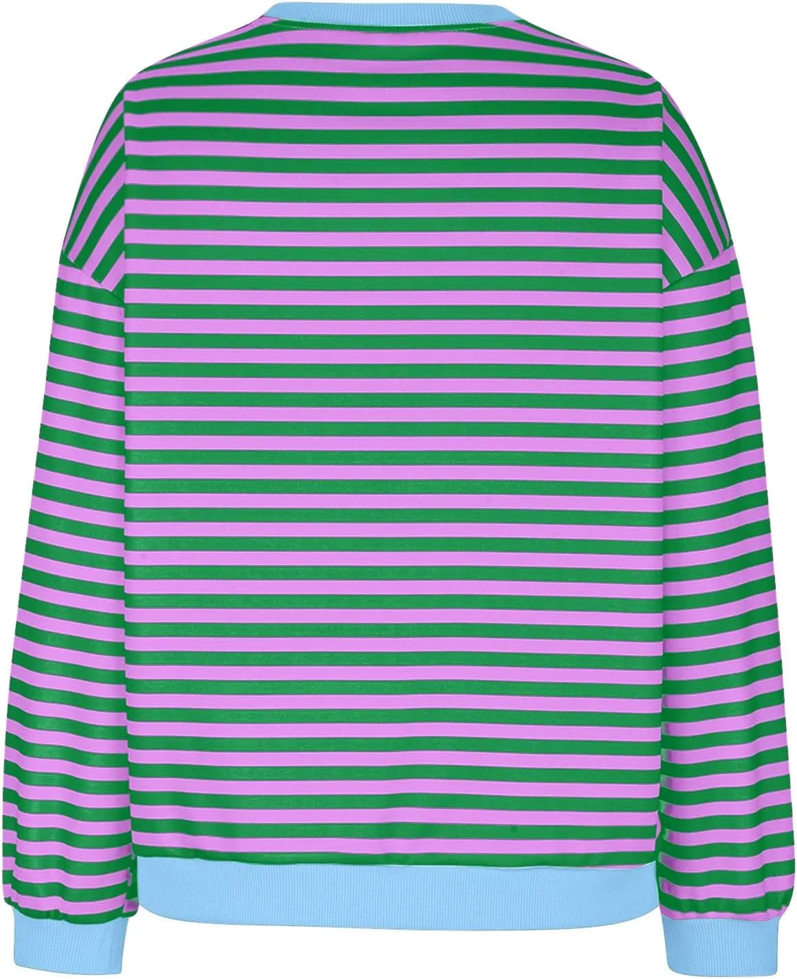 Women's Striped Oversized Sweatshirt 2024 Trendy Crew Neck Long Sleeve Casual Tshirts Loose Pullover Top Y2K Clothes