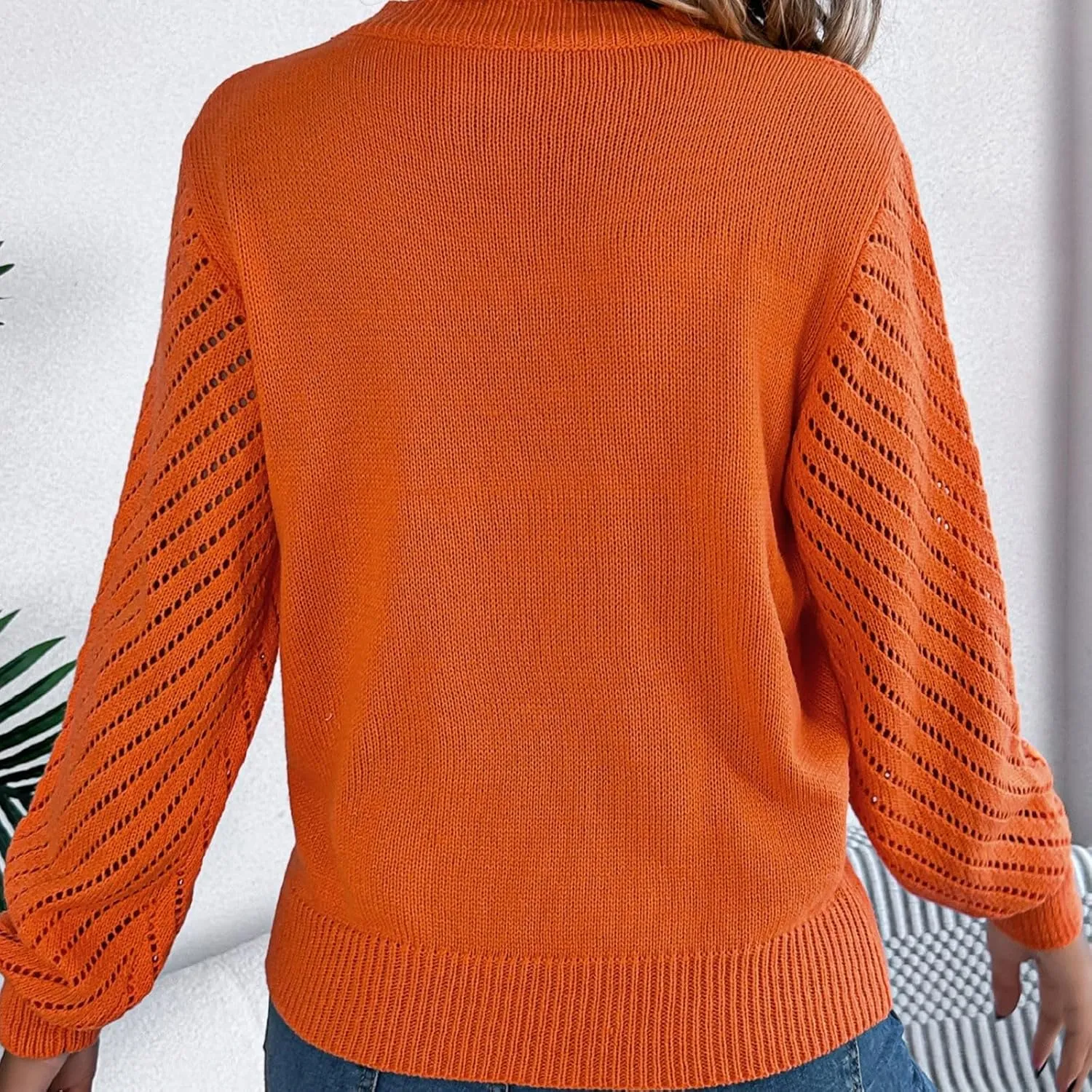 Womens Sweaters Cable Knit V Neck Solid Color Long Sleeve Casual Loose Fit Soft Jumper Tops