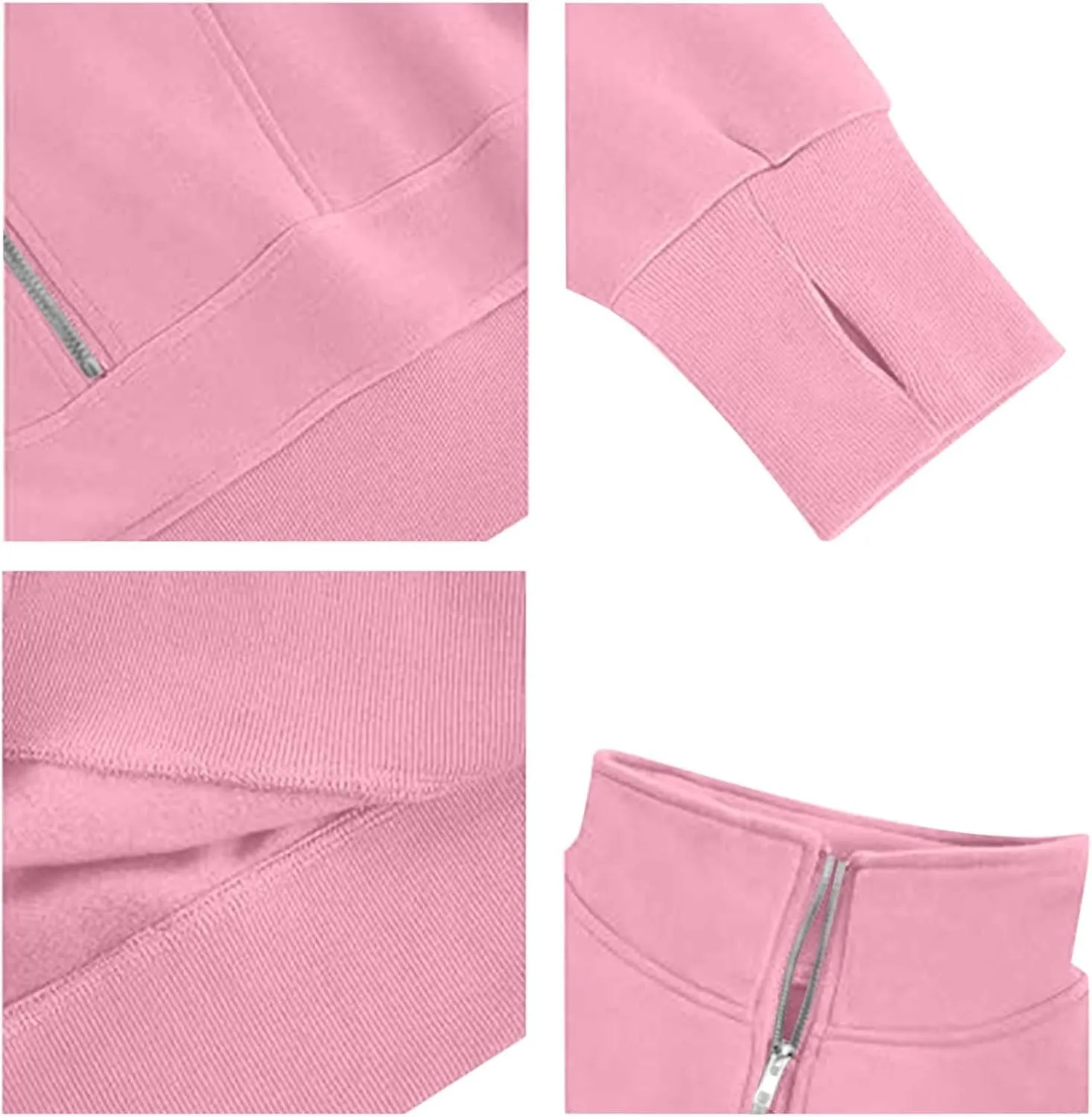 Womens Sweatshirt Half Zip Cropped Pullover Sweatshirts Stand Collar Pullover Tops With Thumb Hole Fleece Soft Outfits