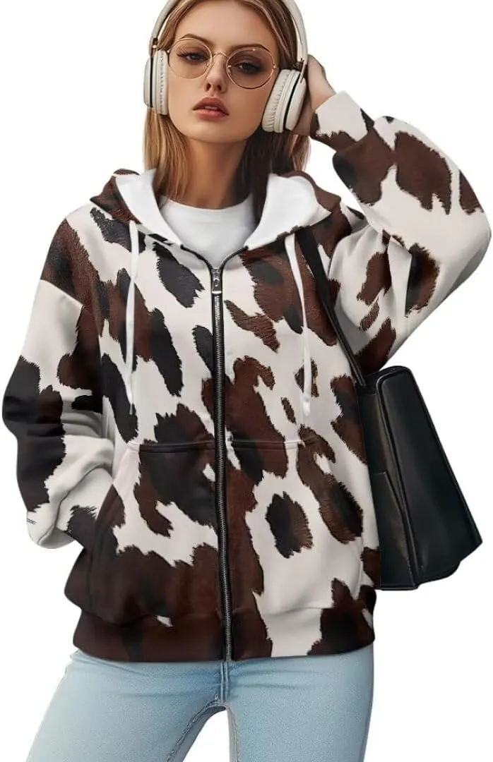 Womens Sweatshirt Zip Up Graphic Hoodies Jacket Lightweight Pullover Hoodie Top Soft Comfy Fall Winter Outfit