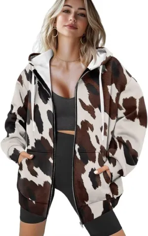 Womens Sweatshirt Zip Up Graphic Hoodies Jacket Lightweight Pullover Hoodie Top Soft Comfy Fall Winter Outfit