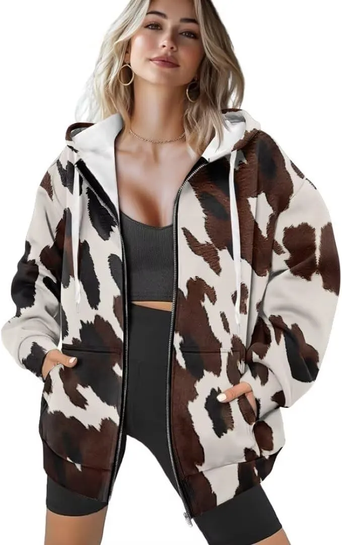 Womens Sweatshirt Zip Up Graphic Hoodies Jacket Lightweight Pullover Hoodie Top Soft Comfy Fall Winter Outfit