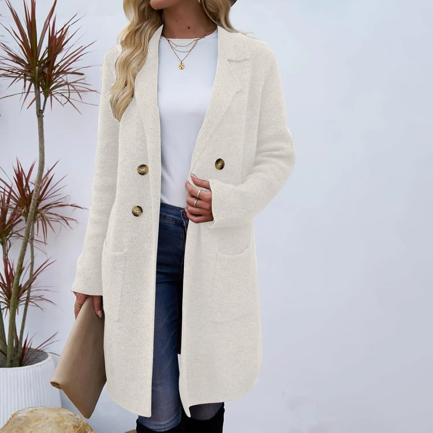 Womens Trench Coat Double Breasted Peacoat Notch Lapel Jacket Wool Blend Long Coat Dressy Casual Jackets Winter Coat