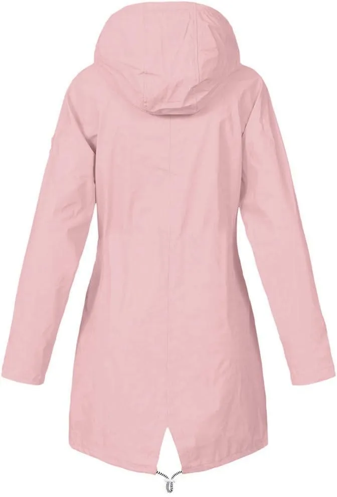 Womens Trench Coat Solid Hooded Jacket Windproof Outdoor Coat Plus Women'S Double Breasted Mid-Length Belted