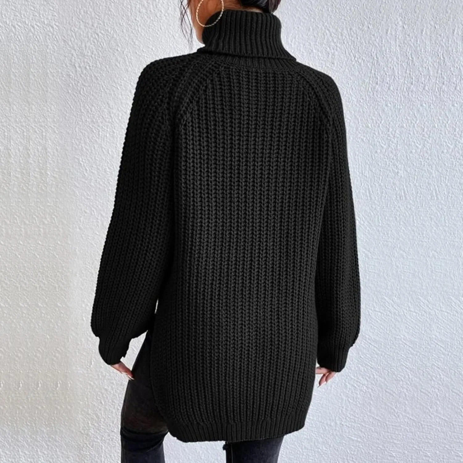 Women's Turtleneck Pullover Sweaters 2024 Oversized Long Sleeve High Neck Knitted Casual Fall Winter Tops Sweaters