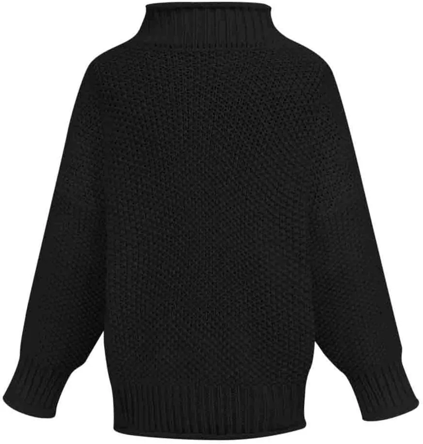 Womens Turtleneck Sweaters Long Sleeve Oversized Fuzzy Knit Chunky Warm Pullover Drop Shoulder Jumper 2023